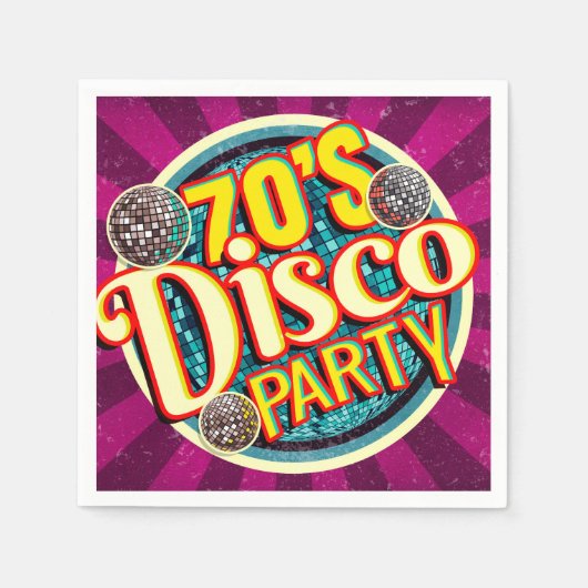 Retro 70's Disco Party Vet en kleurrijk nostalgisc Servet (Voorkant)