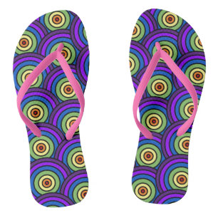 Retro 70's Disco Rainbow geometrisch patroon Teenslippers