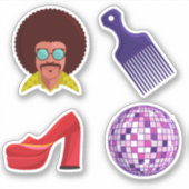 Retro 70's Disco Theme Custom-Cut Vinyl Stickers (Voorkant)