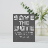 Retro 70s Disco Typography Black and White Wedding