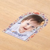 Retro 70s Flower Power Photo Aankondiging Acryl Uitnodigingen (Laagn)