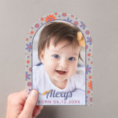 Retro 70s Flower Power Photo Aankondiging Acryl Uitnodigingen (Insitu (Draagbaar))