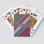 Retro 70s Geïnspireerd Grijs en Paarse Strepen Pokerkaarten (Achterkant)