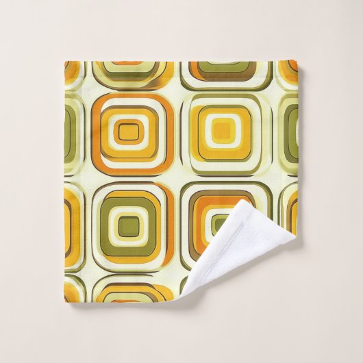 Retro 70s geometrisch patroon in warme tinten bad handdoek (Wasdoekje)