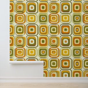 Retro 70s geometrisch patroon in warme tinten behang