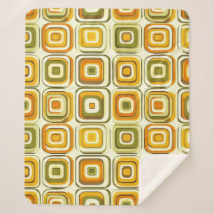 Retro 70s geometrisch patroon in warme tinten sherpa deken