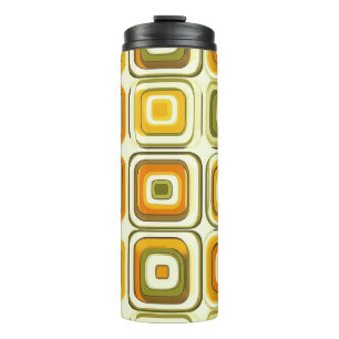 Retro 70s geometrisch patroon in warme tinten thermosbeker