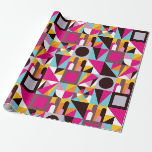Retro 70s geometrisch patroon psychedelische kleur cadeaupapier