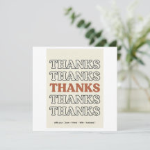 Retro 70s Gestapelde Typografie Dankkaart - Mini