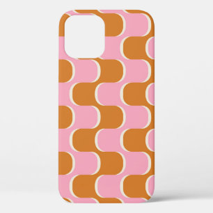 Retro 70s: Goudroze golvend patroon. iPhone 12 Hoesje