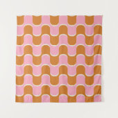 Retro 70s: Goudroze golvend patroon. Wandkleed (Voorkant)