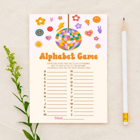 Retro 70's Groovy Alphabet Baby shower Game Briefpapier
