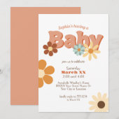 Retro 70s Groovy Baby shower Kaart (Voorkant / Achterkant)