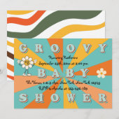 Retro 70s Groovy Baby shower Kaart (Voorkant / Achterkant)