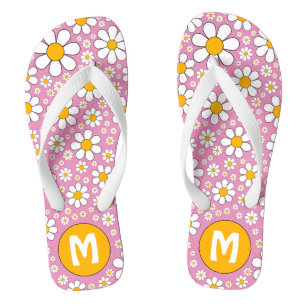 Retro 70s Groovy Bloemstuk Persoonlijk Teenslippers