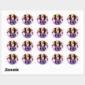 Retro 70s Groovy Disco Dancers Silhouettes Ronde Sticker (Vel)