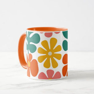 Retro 70s Groovy Folk Art Bloemmotief Mok