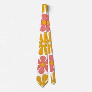Retro 70s Groovy Folk Art Bloemmotief Stropdas