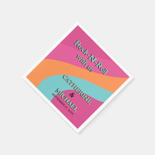 Retro 70s Groovy Fuchsia Fun Wedding Servet (Hoek)