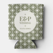 Retro 70s Groovy Groen Bruiloft Blikjeskoeler (Voorkant)