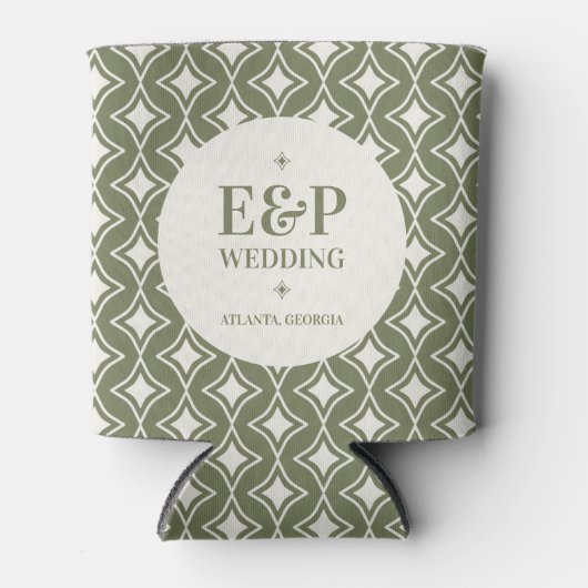 Retro 70s Groovy Groen Bruiloft Blikjeskoeler (Voorkant)