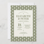 Retro 70s Groovy Groen Bruiloft Kaart (Voorkant)