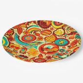 Retro 70s Groovy Herfst Herfstelementen Patroon Papieren Bordje (Gekanteld)