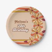 Retro 70s Groovy Hippie Flower 30e verjaardag Papieren Bordje (Voorkant)