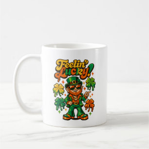 Retro 70s Groovy Kabouter Lucky Vibes St. Patrick Koffiemok