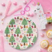 Retro 70s Groovy Kerstbomen Patroon Papieren Bordje (Feest)