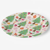 Retro 70s Groovy Kerstbomen Patroon Papieren Bordje (Gekanteld)