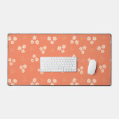 Retro 70s Groovy Orange Daisy Floral Custom Bureaumat (Keyboard & Muis)