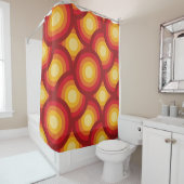 Retro 70s Groovy overlappende cirkels patroon Douchegordijn (In situ)