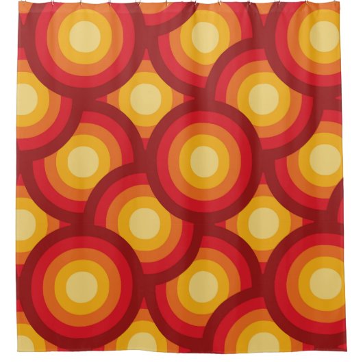 Retro 70s Groovy overlappende cirkels patroon Douchegordijn (Voorkant)