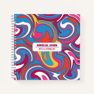Retro 70s Groovy Psychedelische Naam Notitieboek