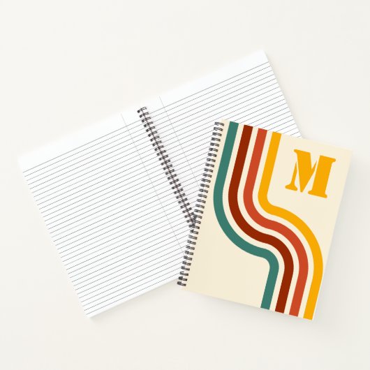 Retro 70's Groovy  Strepen Monogram Notitieboek (Binnen)