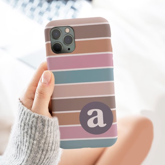 Retro 70s Groovy Stripes Monogram rendy pasta Case-Mate iPhone Case