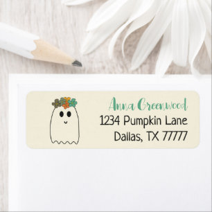 Retro 70's Halloween Groovy Return Address Etiket