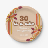Retro 70s Hippie Flower 30ste verjaardag Papieren Bordje (Voorkant)