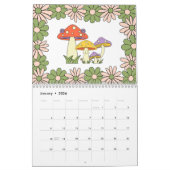 Retro 70s Hippie Groovy Mushroom & Bloem Kalender (Jan 2026)