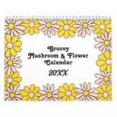 Retro 70s Hippie Groovy Mushroom & Bloem Kalender (Hoes)