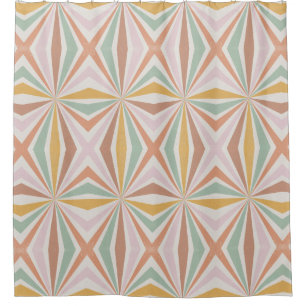 Retro 70s  Hippy Psychedelic Pink Mint Gold Douchegordijn