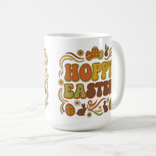 Retro 70s Hoppy Pasen Typografie Vintage Koffiemok