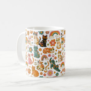 Retro 70s Kattenmok, Groovy Kat Koffiemok, Koffiemok