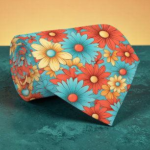 Retro 70s Klassieke Bloemen Groovy Op Maat Gemaakt Stropdas