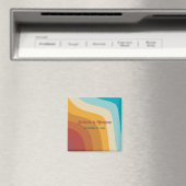 Retro 70's kleurrijke regenbooggolven weddenschap magneet (Insitu (Vaatwasser))