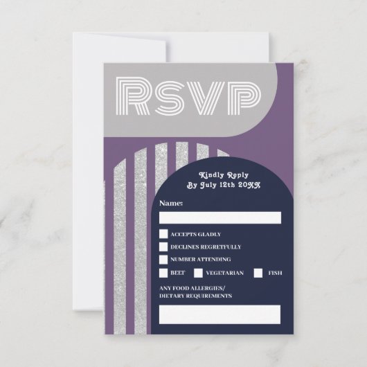  retro 70s marineboardbruiloft rsvp kaart (Voorkant)