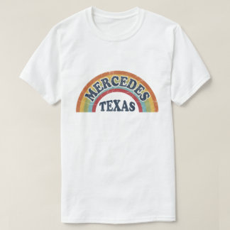 Retro 70s Mercedes Texas Vervaaagde Regenboog Trot T-shirt
