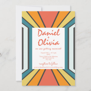 Retro 70s met QR Wedding Kaart