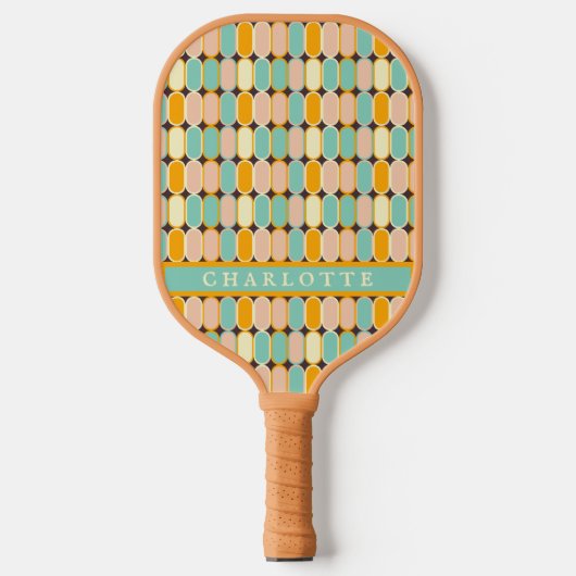 Retro  70s Mid Century geometrisch patroon Pickleball Paddle (Voorkant)